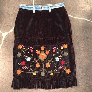 Ruth velvet skirt with denim waist line